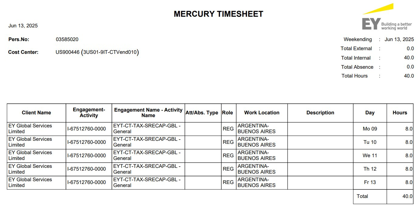 mercury timesheet